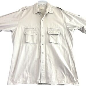 Mountain Tek‎ Mens XL Khaki Long Sleeve Utility Safari Shirt Pockets Outdoors